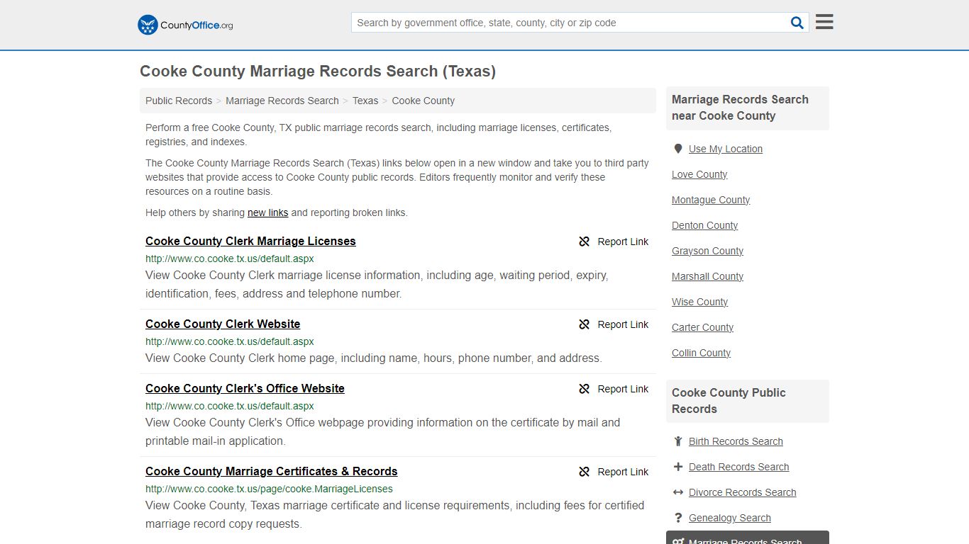 Cooke County Marriage Records Search (Texas) - County Office