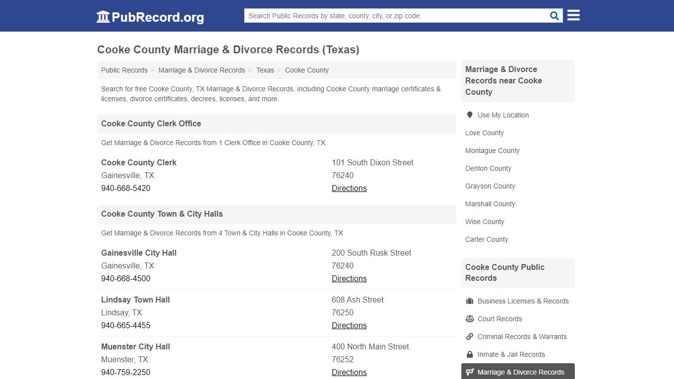 Cooke County Marriage & Divorce Records (Texas)
